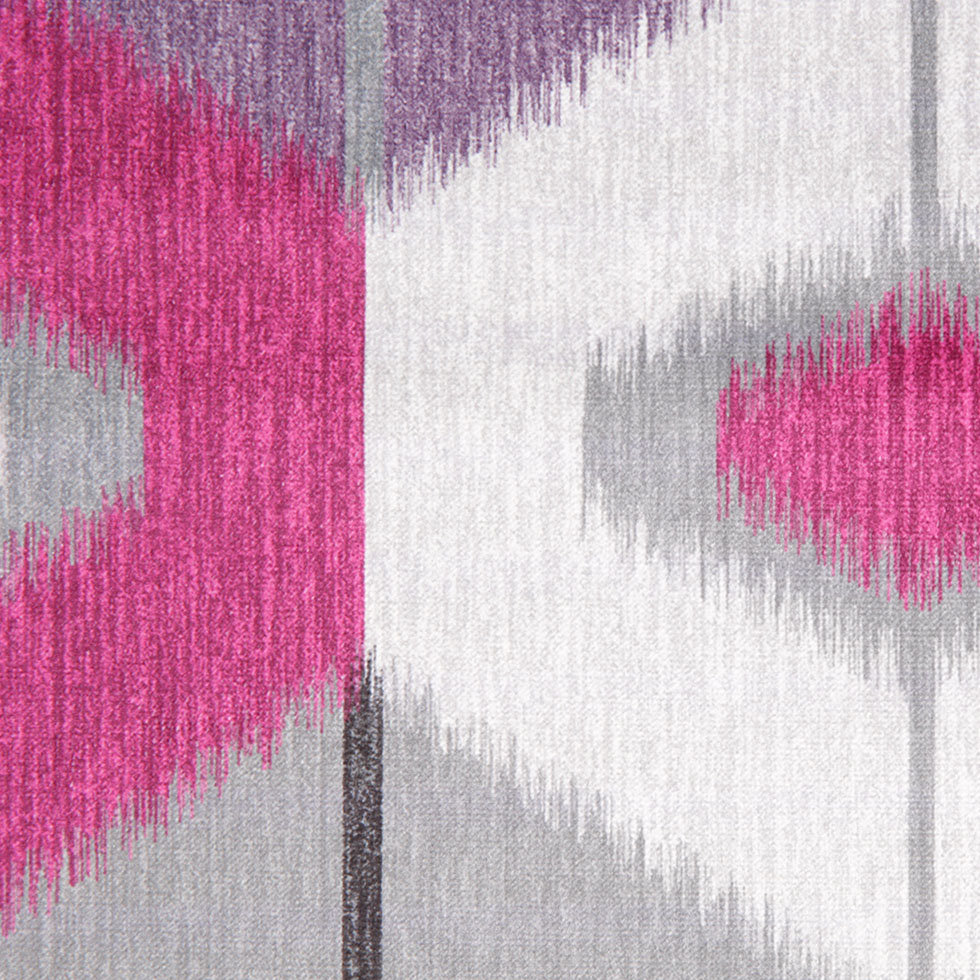Fuchsia Large-Scale Ikat Geometric Upholstery Velvet Detail