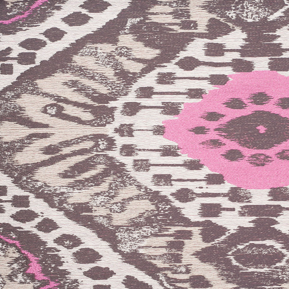 Turkish Pink/Brown Ikat Polyester Woven