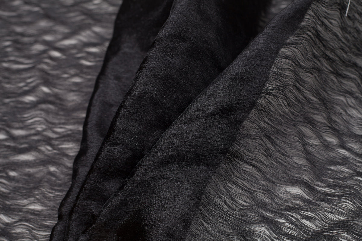 Turkish Black Novelty Polyester Sheer - Folded