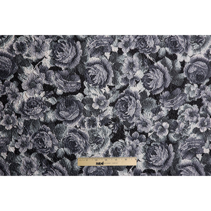 Black/White Floral Print on Crushed Polyester Woven - Full
