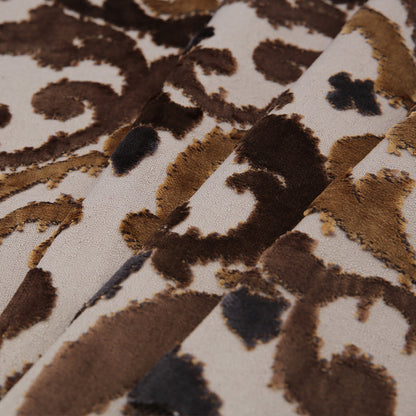 Earth Swirls Cut Polyester Blended Velvet - Folded
