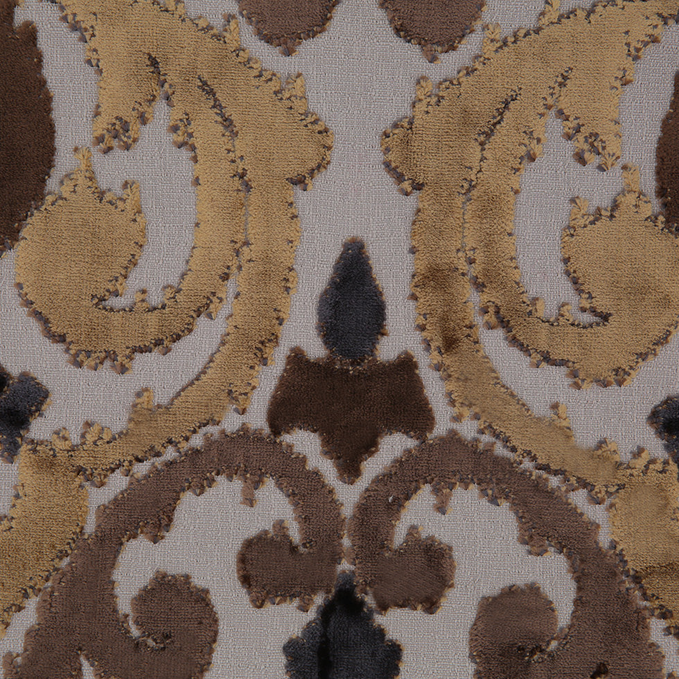 Earth Swirls Cut Polyester Blended Velvet - Detail