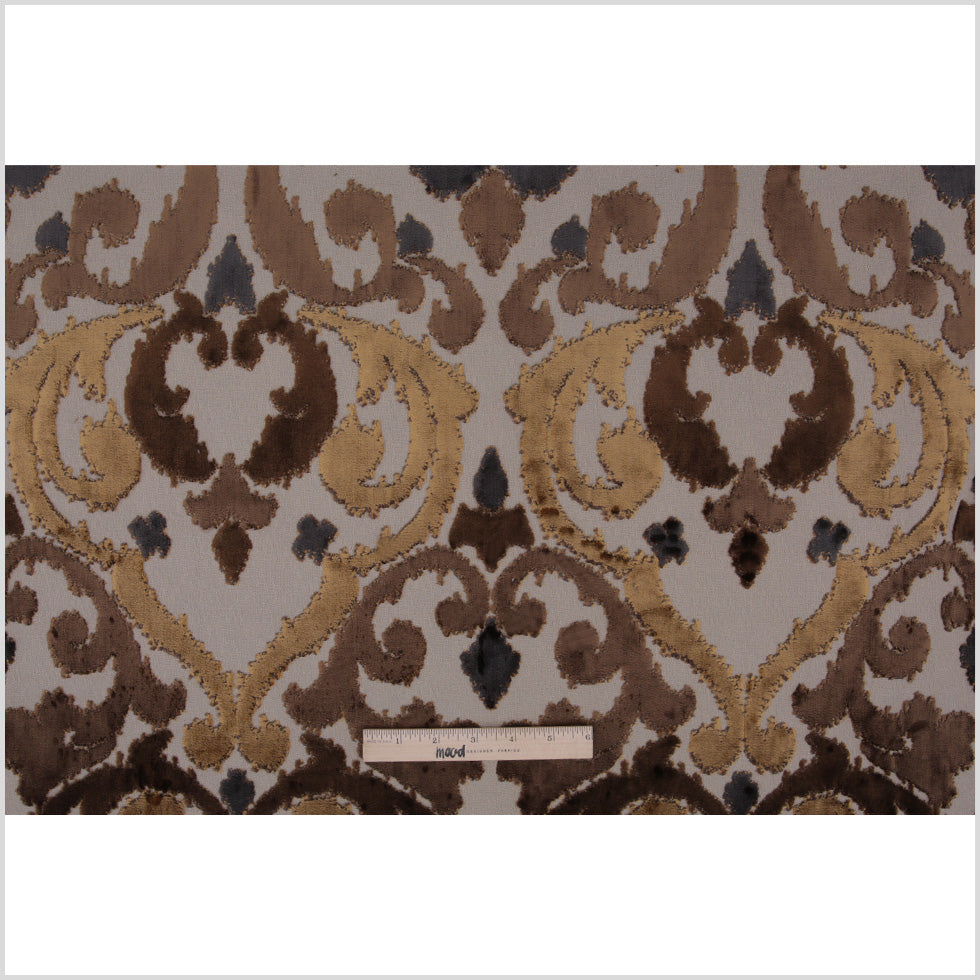 Earth Swirls Cut Polyester Blended Velvet - Full