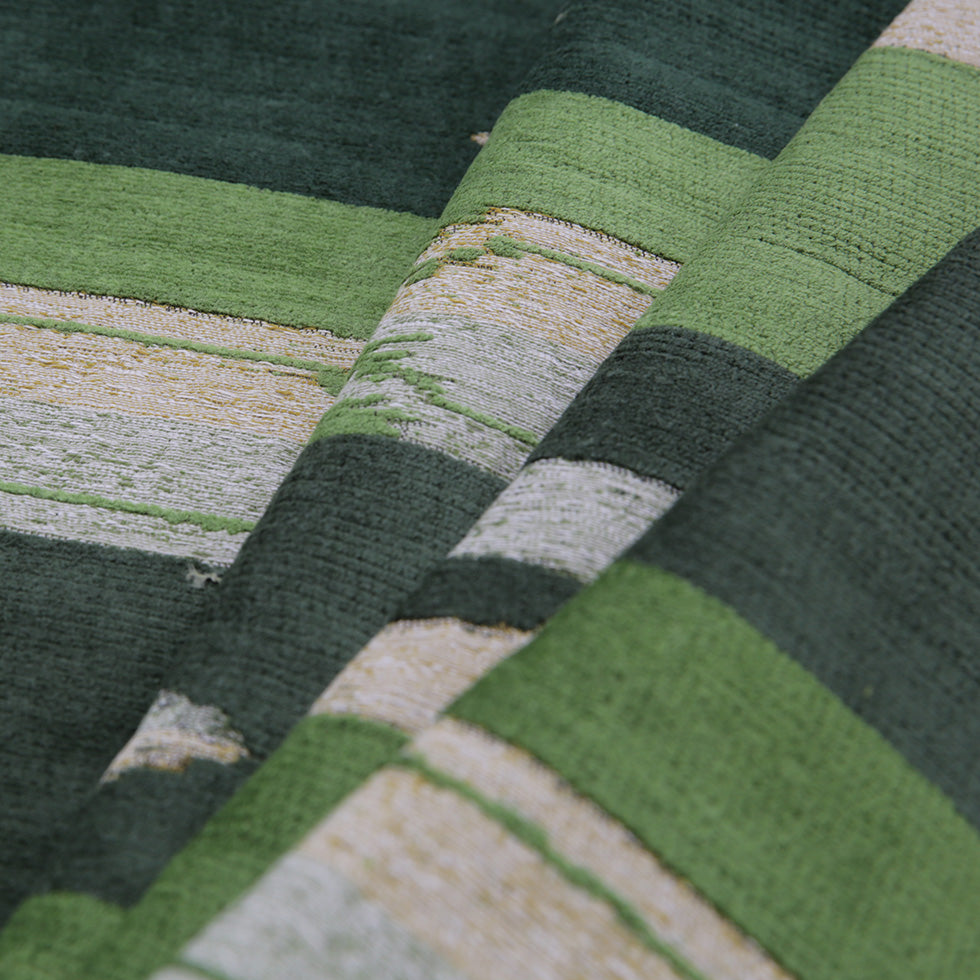 Moss Green Geometric Cut Polyester Blended Velvet - Folded