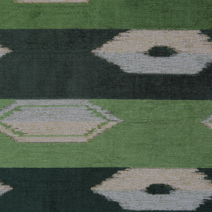 Moss Green Geometric Cut Polyester Blended Velvet