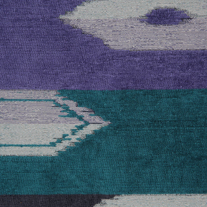 Marine Blue Geometric Cut Polyester Blended Velvet Detail