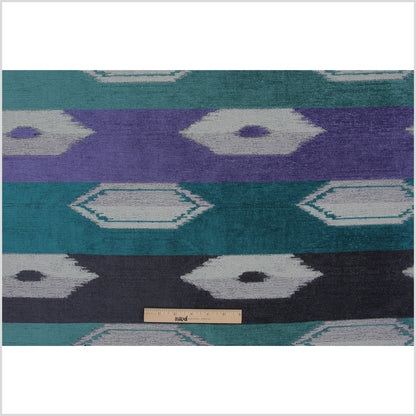 Marine Blue Geometric Cut Polyester Blended Velvet Full