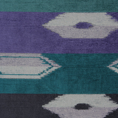 Marine Blue Geometric Cut Polyester Blended Velvet