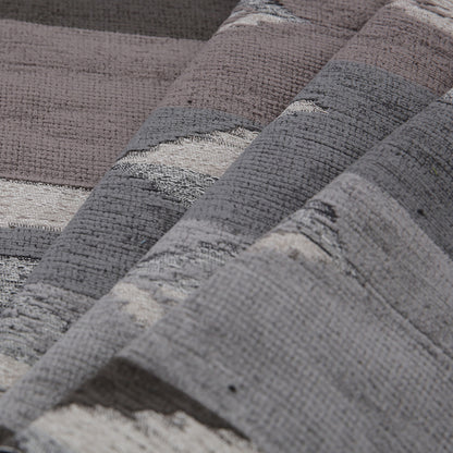 Smoke Geometric Cut Polyester Blended Velvet - Folded