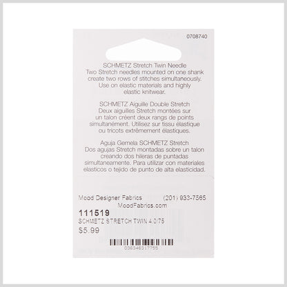 Schmetz Stretch Twin Machine Needle - 4.0/75 - 1 ct Detail