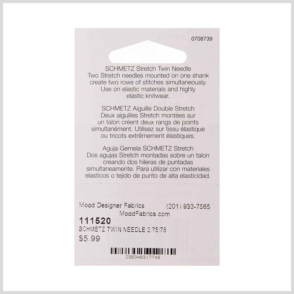 Schmetz Stretch Twin Machine Needle - 2.5/75 - 1 ct Detail