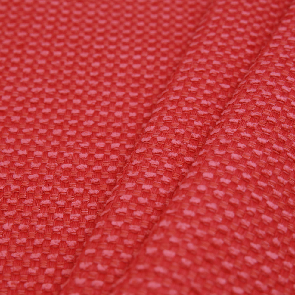 Tomato Red Novelty Basketweave Upholstery Fabric - Folded