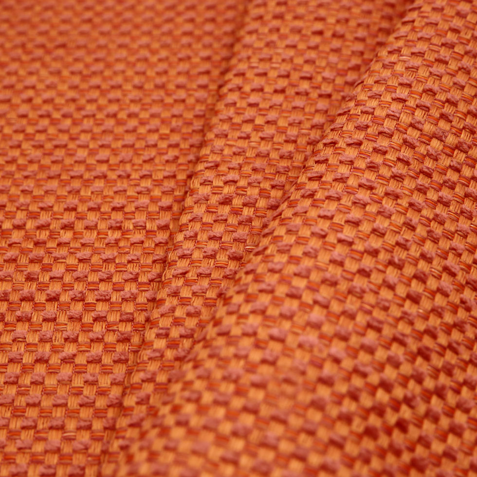 Tangerine Novelty Basketweave Upholstery Fabric - Folded