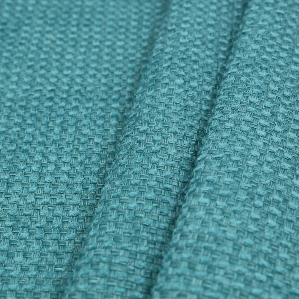 Turquoise Novelty Basketweave Upholstery Fabric Folded