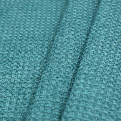 Turquoise Novelty Basketweave Upholstery Fabric Folded