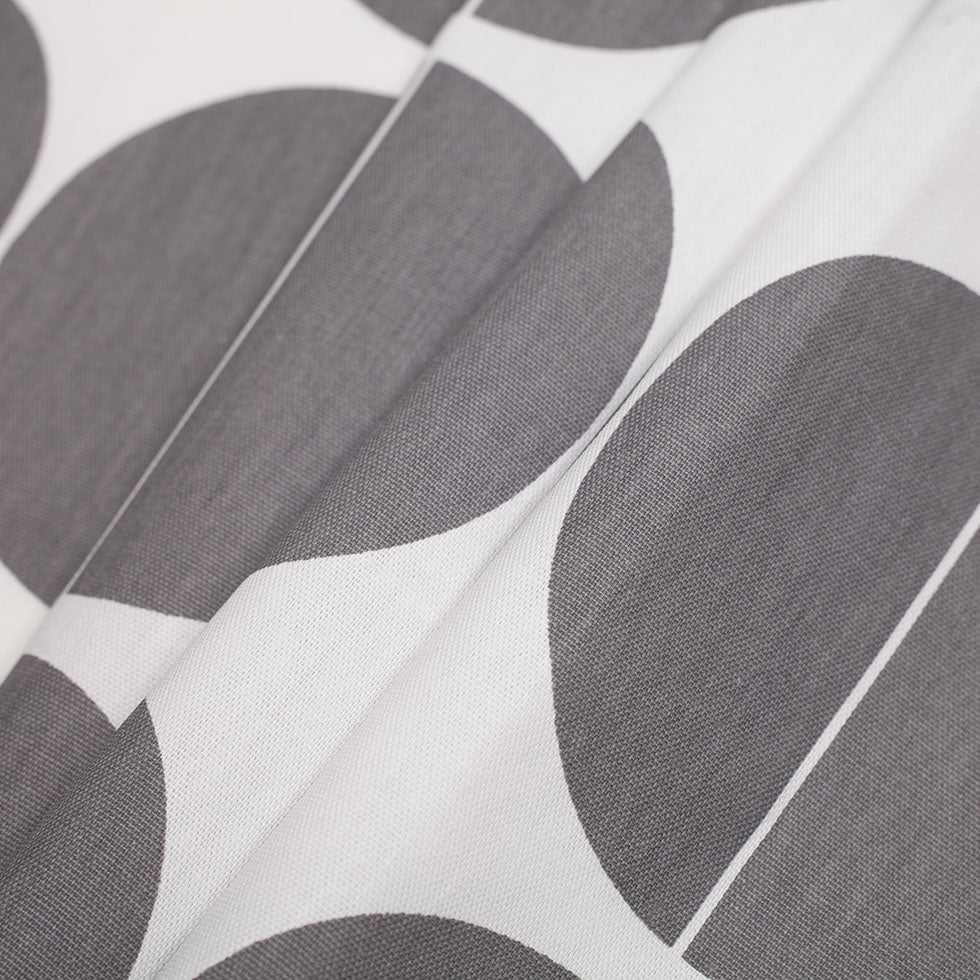 Swedish Gray/White Woven Cotton Print - Folded