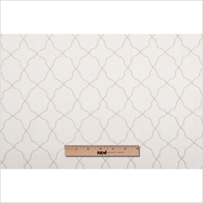 Ivory Moroccan Embroidered Linen-Like Poly Blend - Full