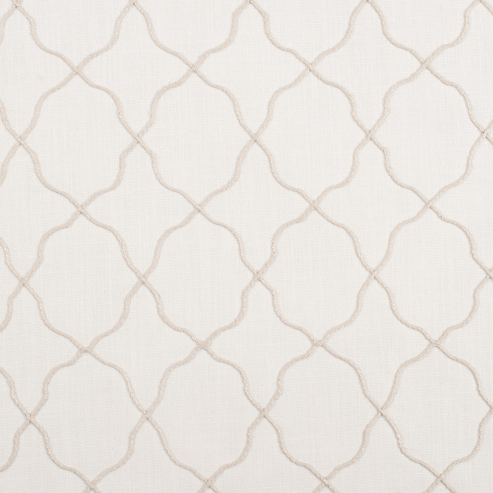 Ivory Moroccan Embroidered Linen-Like Poly Blend
