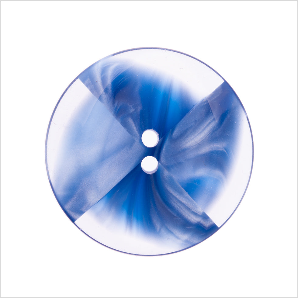 Italian Blue Abstract Semi-Clear 2-Hole Plastic Button - 36L/23mm