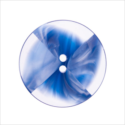 Italian Blue Abstract Semi-Clear 2-Hole Plastic Button - 36L/23mm