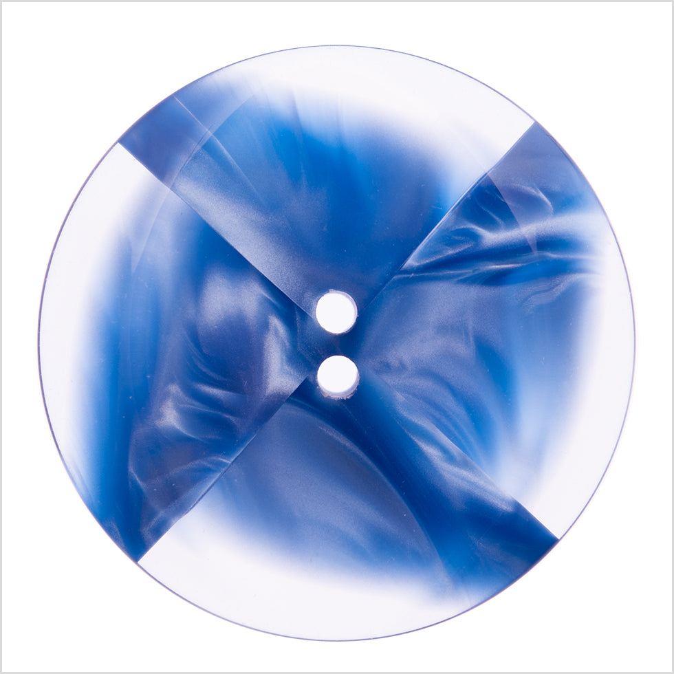 Italian Blue Semi-Clear Plastic Button - 54L/34mm