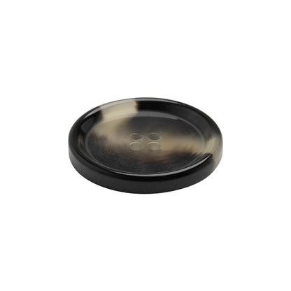 Italian Shiny Black/White Rimmed 4-Hole Button - 36L/23mm Folded