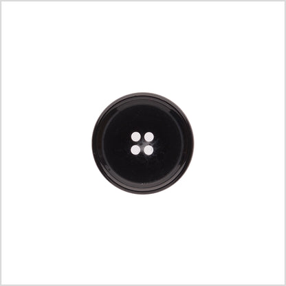 Italian Shiny Black Rimmed 4-Hole Button - 32L/20mm