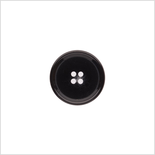 Italian Shiny Black Rimmed 4-Hole Button - 32L/20mm