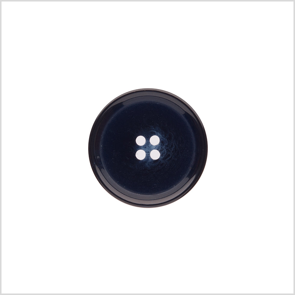 Italian Shiny Navy Rimmed 4-Hole Button - 36L/23mm