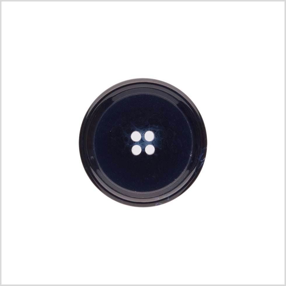 Italian Shiny Navy Rimmed 4-Hole Button - 40L/25.5mm