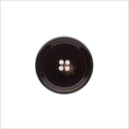 Italian Shiny Dark Brown Rimmed 4-Hole Button - 40L/25.5mm