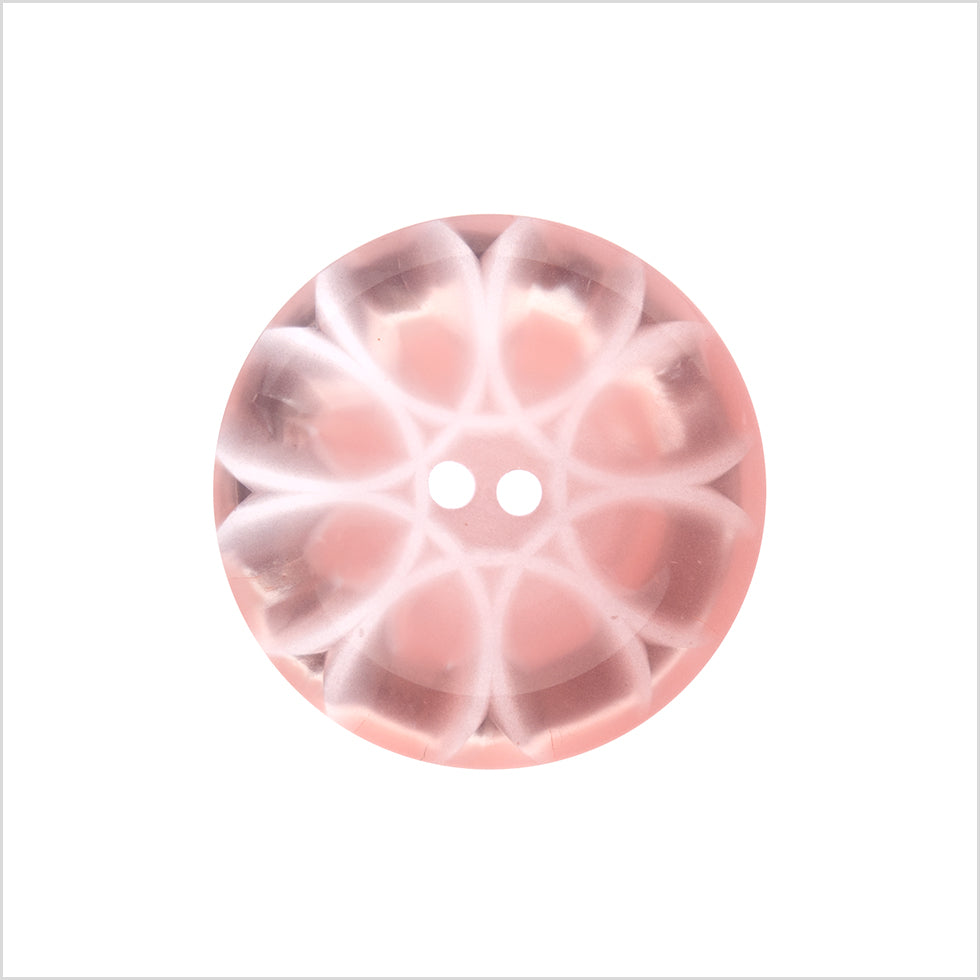 Plastic 2-Hole Button Made in Italy - 36L/23mm - Baby Pink and Transparent Loop de Loops