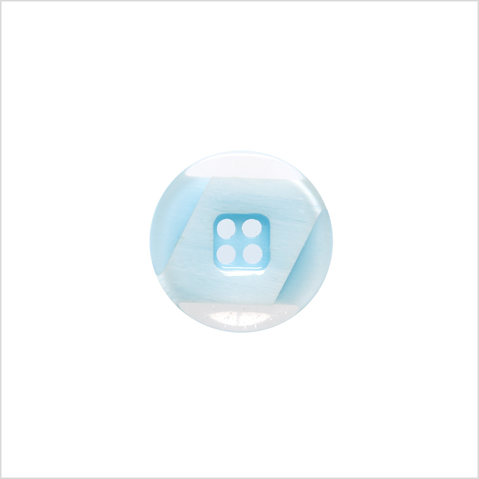 Italian Light Blue Abstract Semi-Clear 2-Hole Plastic Button - 24L/15mm