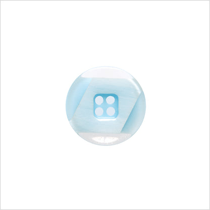 Italian Light Blue Abstract Semi-Clear 2-Hole Plastic Button - 24L/15mm