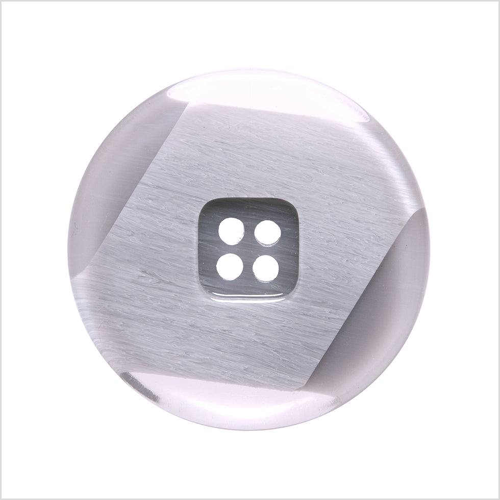 Italian Silver Abstract Semi-Clear 2-Hole Plastic Button - 44L/28mm