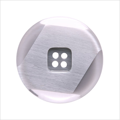 Italian Silver Abstract Semi-Clear 2-Hole Plastic Button - 44L/28mm