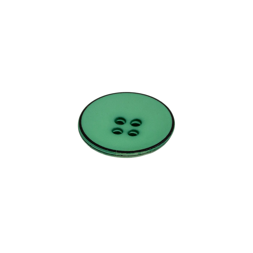 Italian Green 4-Hole Plastic Button - 24L/15mm Folded