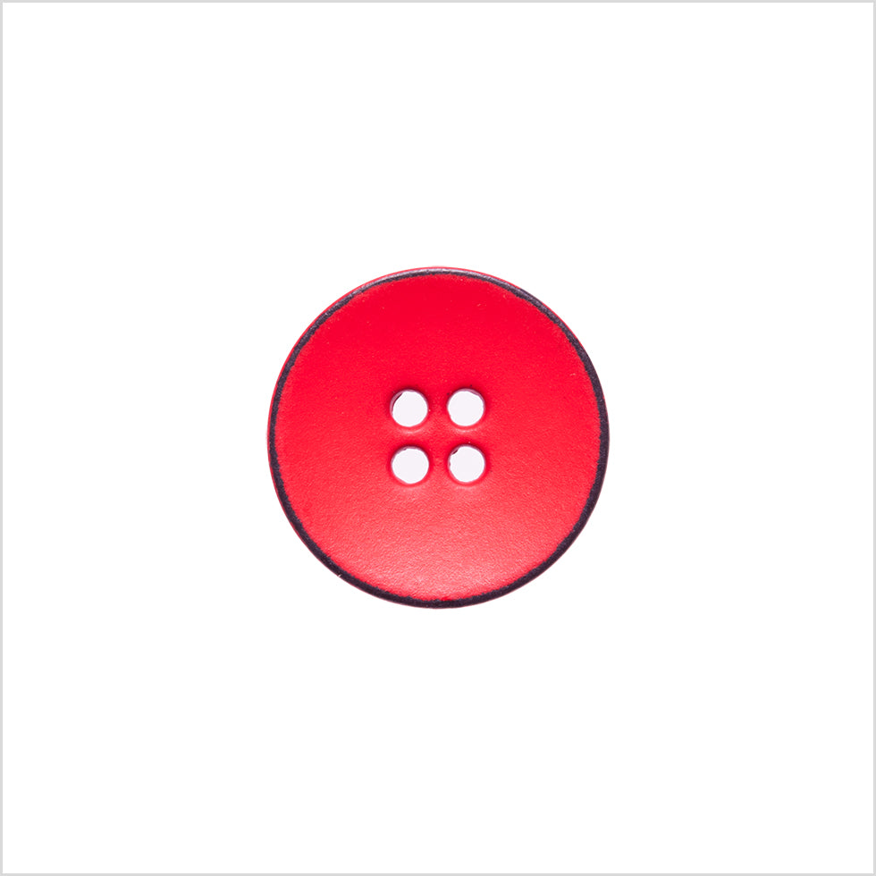 Italian Red 4-Hole Plastic Button - 24L/15mm
