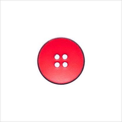Italian Red 4-Hole Plastic Button - 24L/15mm