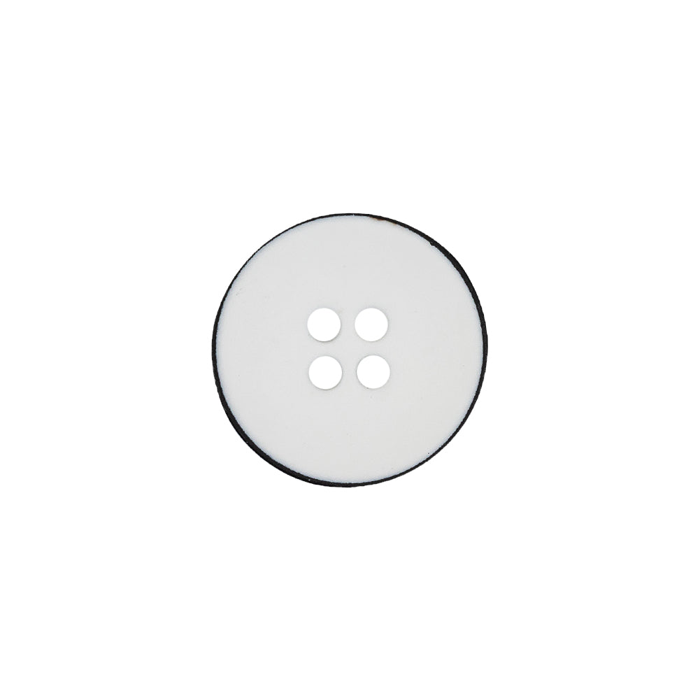 Italian White 4-Hole Plastic Button - 24L/15mm
