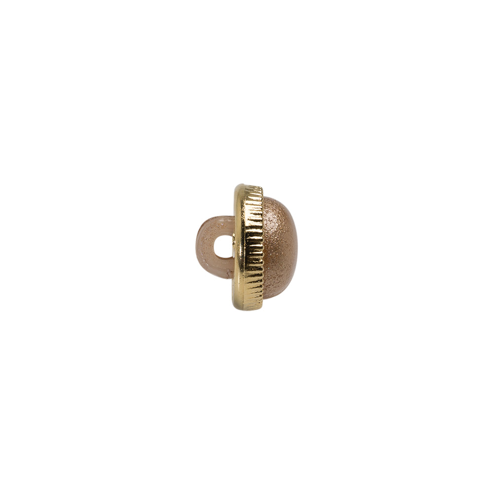 Italian Brown/Gold Shank Back Button - 16L/10mm Folded