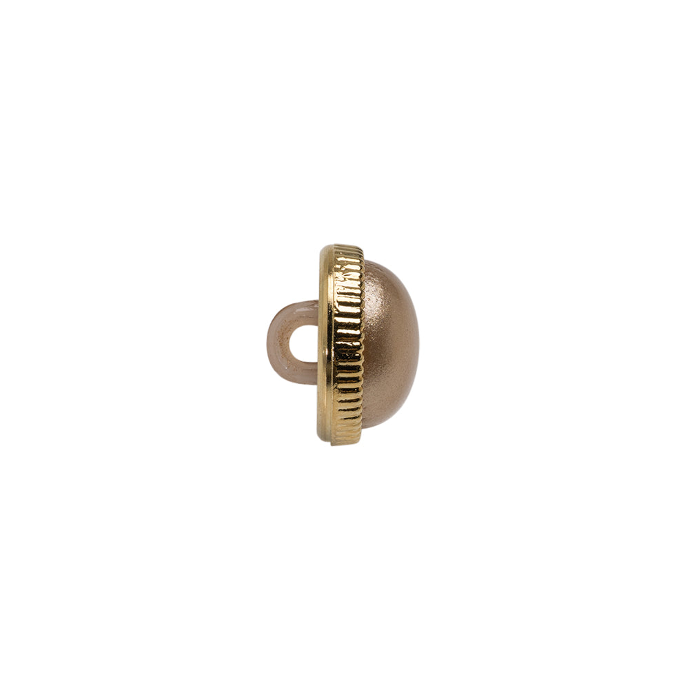 Italian Brown/Gold Shank Back Button - 18L/11.5mm Folded