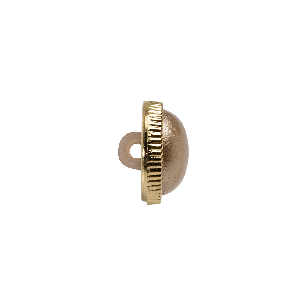Italian Brown and Gold Edged Shank Back Button - 20L/12.5mm Folded