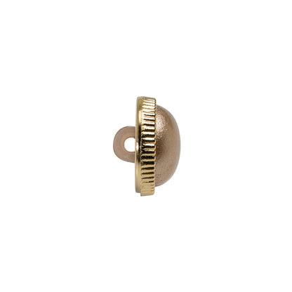 Italian Brown and Gold Edged Shank Back Button - 20L/12.5mm Folded
