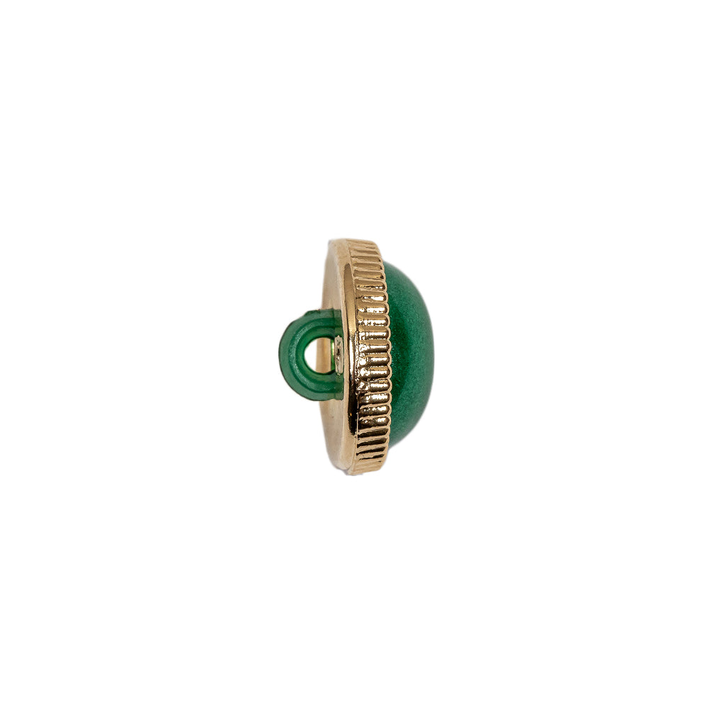 Italian Green and Gold Edged Shank Back Button - 20L/12.5mm - Folded