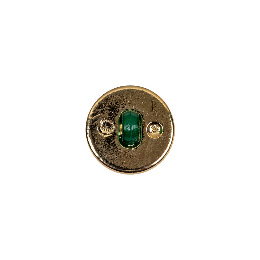 Italian Green and Gold Edged Shank Back Button - 20L/12.5mm - Detail