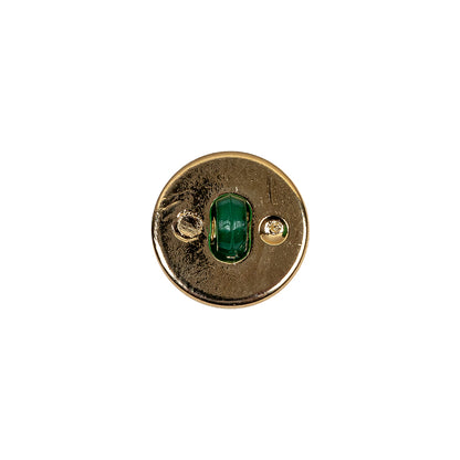 Italian Green and Gold Edged Shank Back Button - 20L/12.5mm - Detail