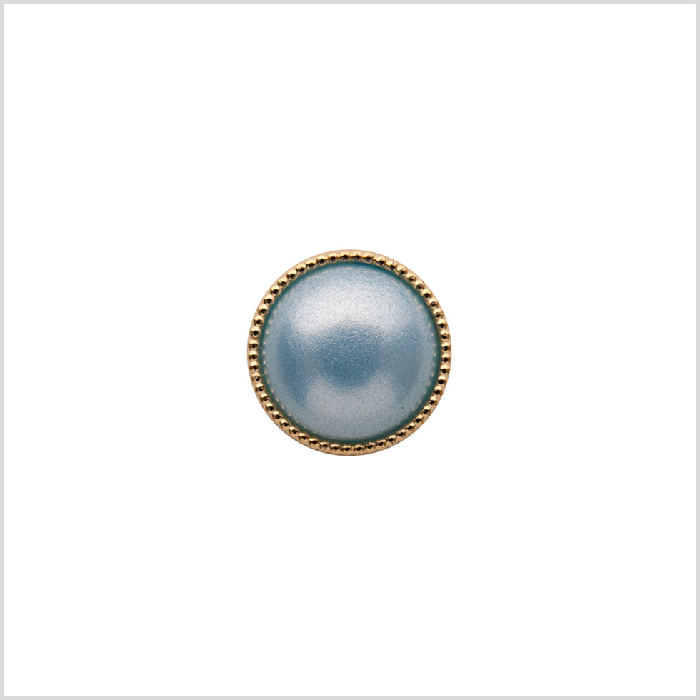 Italian Light Blue/Gold Shank Back Button - 16L/10mm