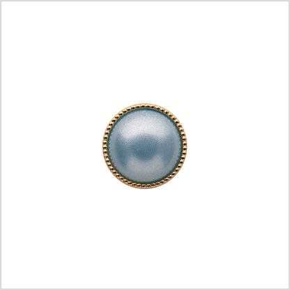 Italian Light Blue/Gold Shank Back Button - 16L/10mm