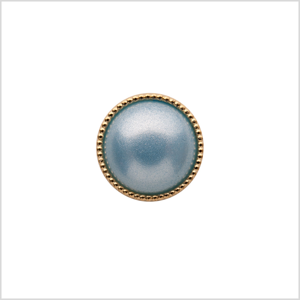 Italian Light Blue/Gold Shank Back Button - 20l/12mm
